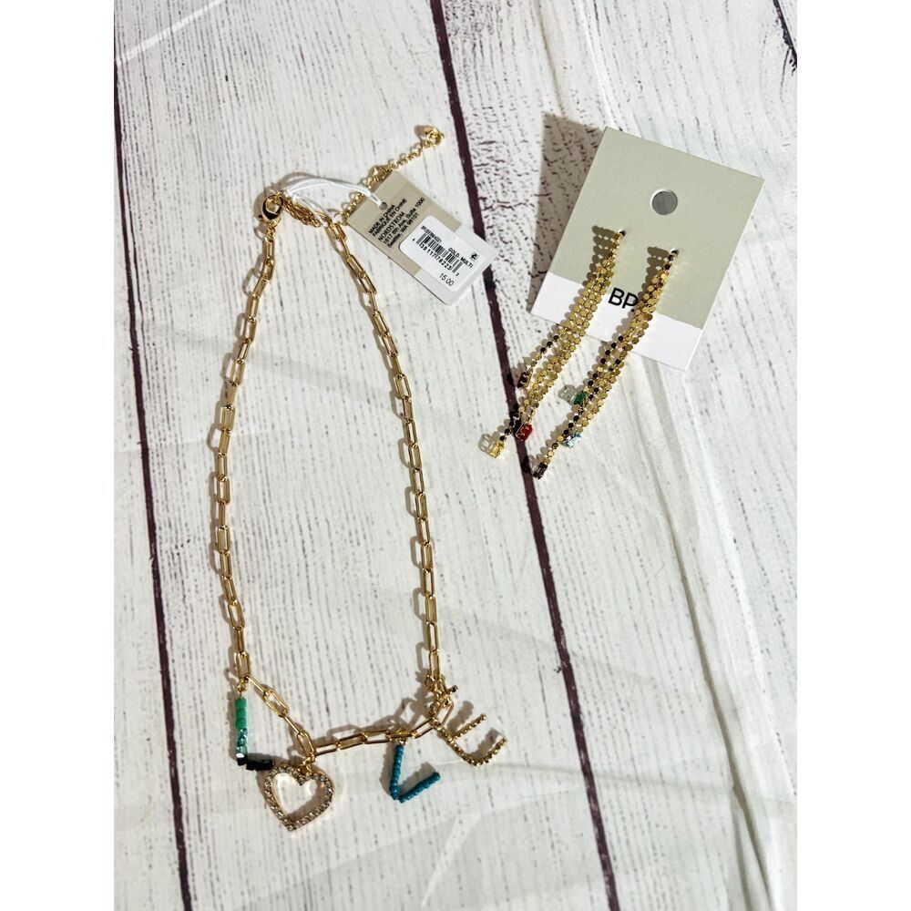 BP. Dangle Earrings & Necklace in Gold Fashion Jewelry